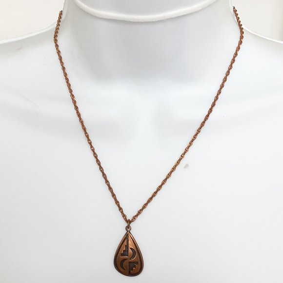 Jewelry - vintage copper western tear drop pendant necklace